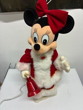 Vintage Disney Santas Workshop Minnie Mouse Lighted Animated Musical Figurine